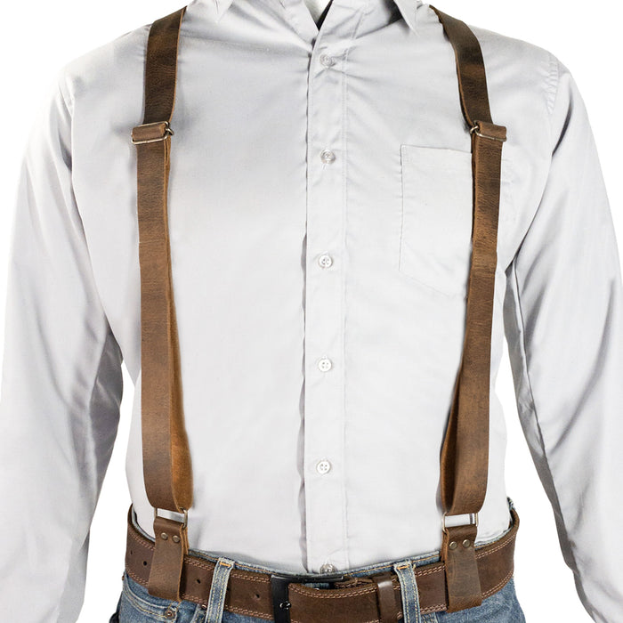 Riveted X Back Suspenders with Belt Loops