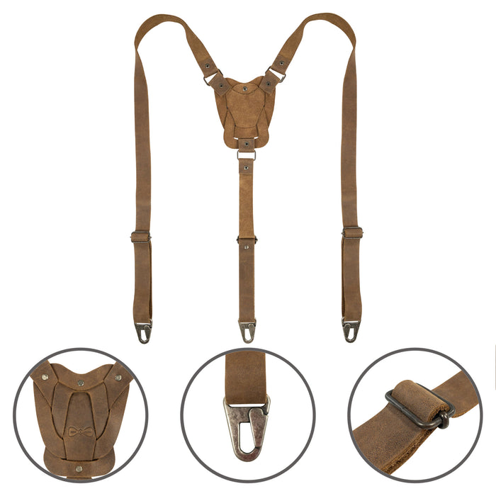 Rustic Suspenders with Adjustable Size Straps for Men
