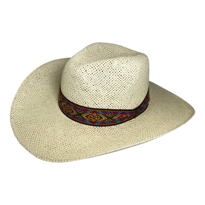 Indiana Eastwood Cowboy Hat Handmade from Wood Pulp Raffia - Light Brown