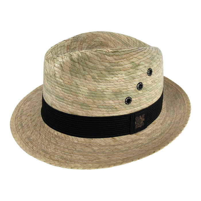 Short Brim Panama Hat Handmade from Coconut Palm Leaves - Light Brown