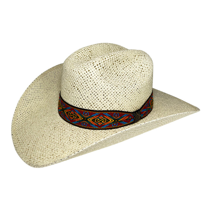 Wide Brim Cowboy Hat Handmade from Oaxacan Wood Pulp Raffia - Light Brown
