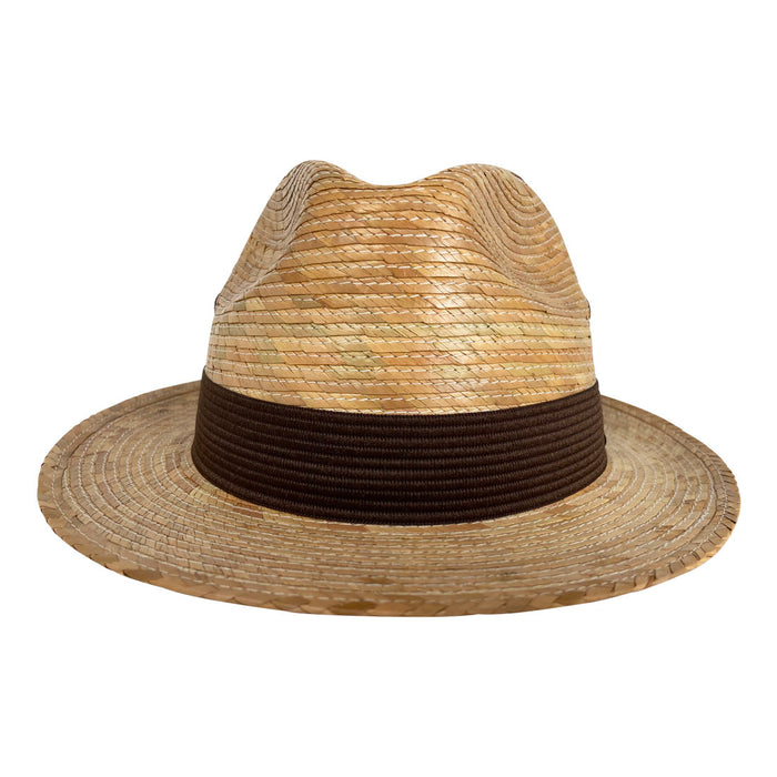 Short Brim Panama Hat Handmade from Coconut Palm Leaves - Dark Brown