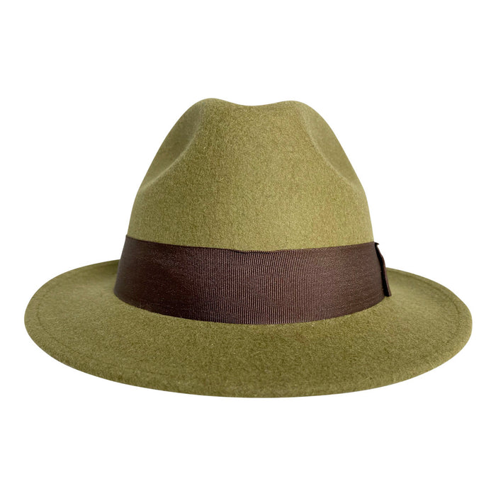 Short Brim Panama Hat Handmade from 100% Oaxacan Wool - Green Olive