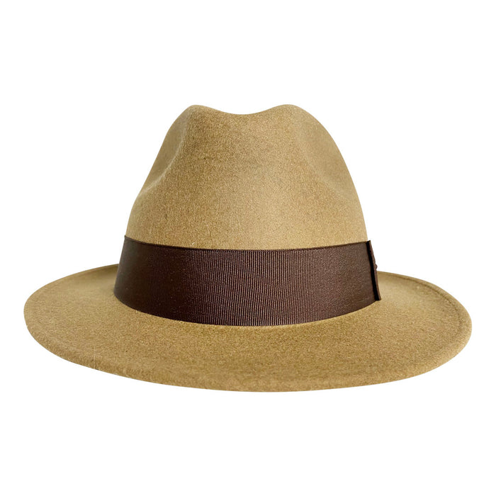 Short Brim Panama Hat Handmade from 100% Oaxacan Wool - Light Brown