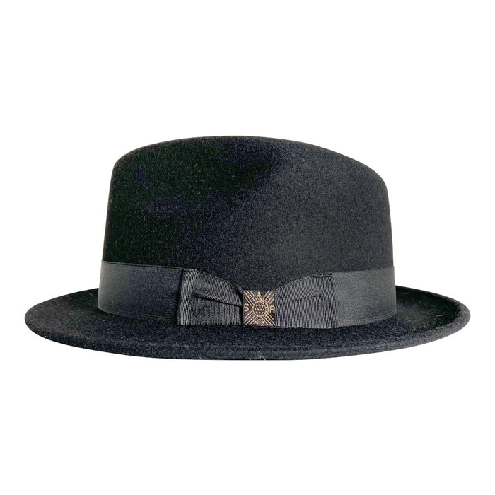 Short Brim Panama Hat Handmade from 100% Oaxacan Wool - Black
