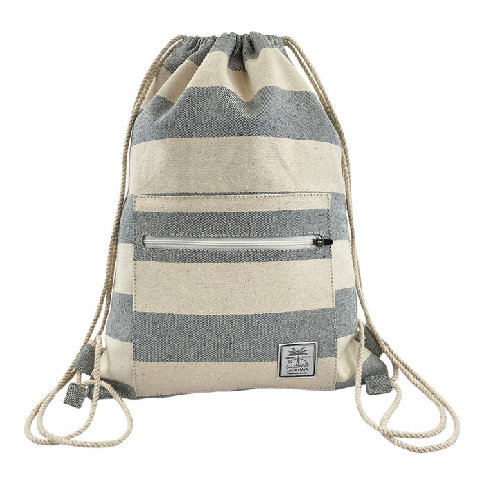 Denim Drawstring Backpack