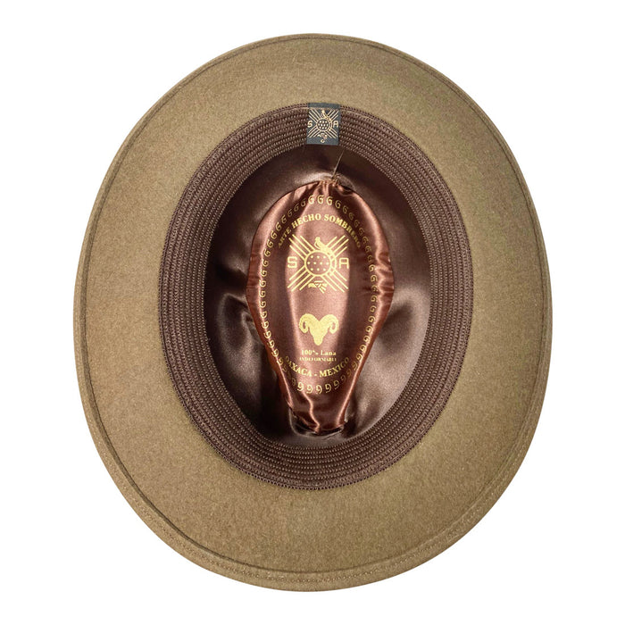 Short Brim Panama Hat Handmade from 100% Oaxacan Wool - Brown