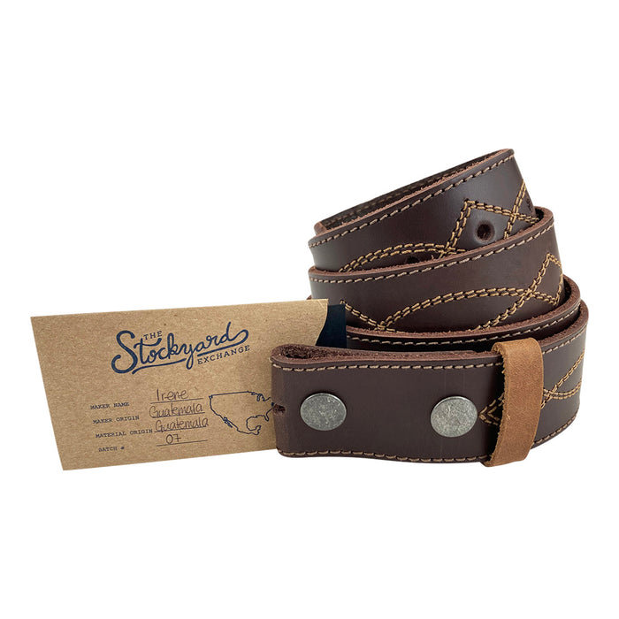 Cowboy Buckleless Belt with Stitching
