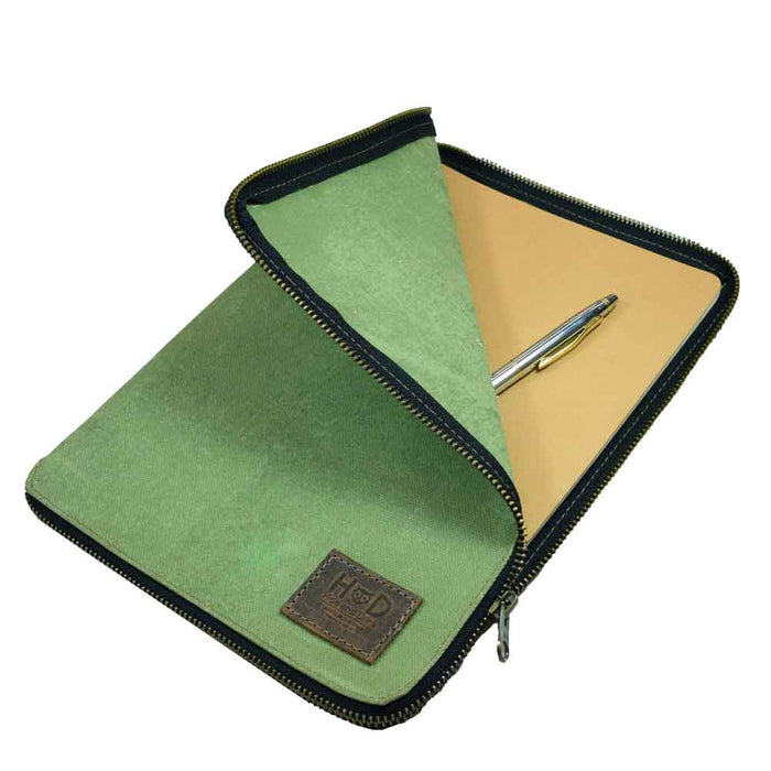 Waxed Canvas Zippered Journal Cover for Moleskine XL (7.5 x 9.75 in.) Notebook NOT Included.