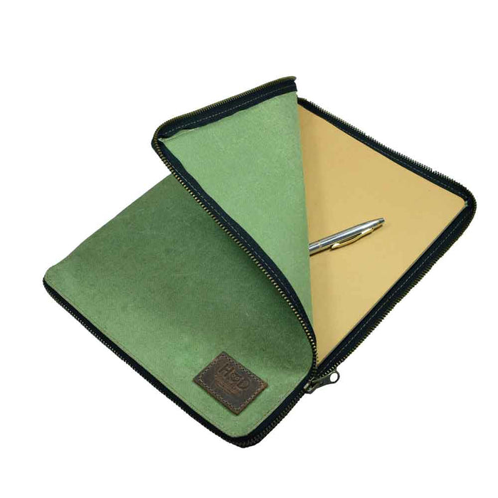 Waxed Canvas Zippered Journal Cover for Moleskine XXL (8.5 x 11 in.) Notebook NOT Included.