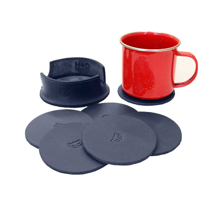 Thick Leather Owl Coasters (6-Pack)