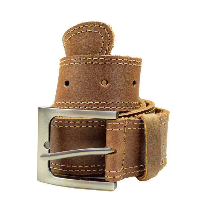 Two Row Stitch Leather Belt