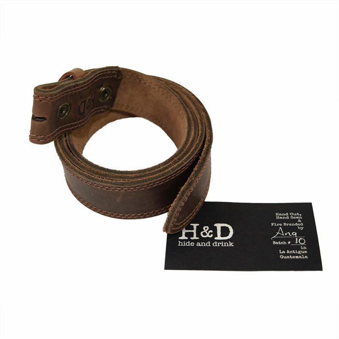 Two Row Stitch Leather Snap On Belt, 1.25" Width
