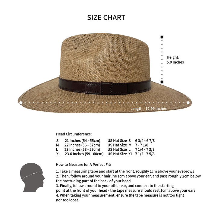 Indiana Eastwood Cowboy Style Hat Handmade from 100% Oaxacan Jute - Cappuccino