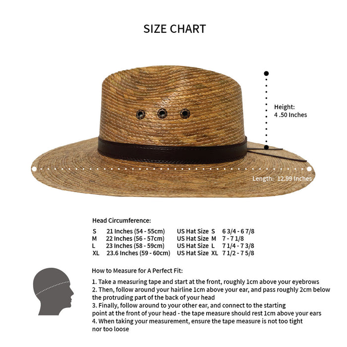 Indiana Eastwood Cowboy Style Hat Handmade from 100% Oaxacan Coconut Palm Leaves - Coconut Brown