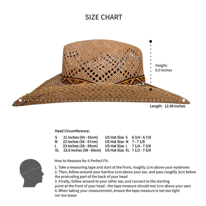 Indiana Eastwood Cowboy Hat Handmade from Wood Pulp Raffia - Dark Brown