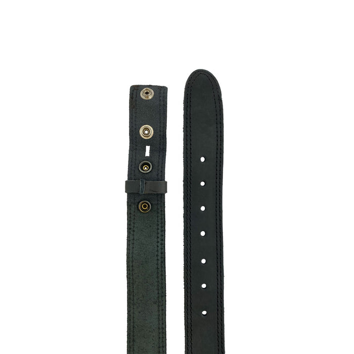 Men's Double Stitched Thick Leather Snap On Belt