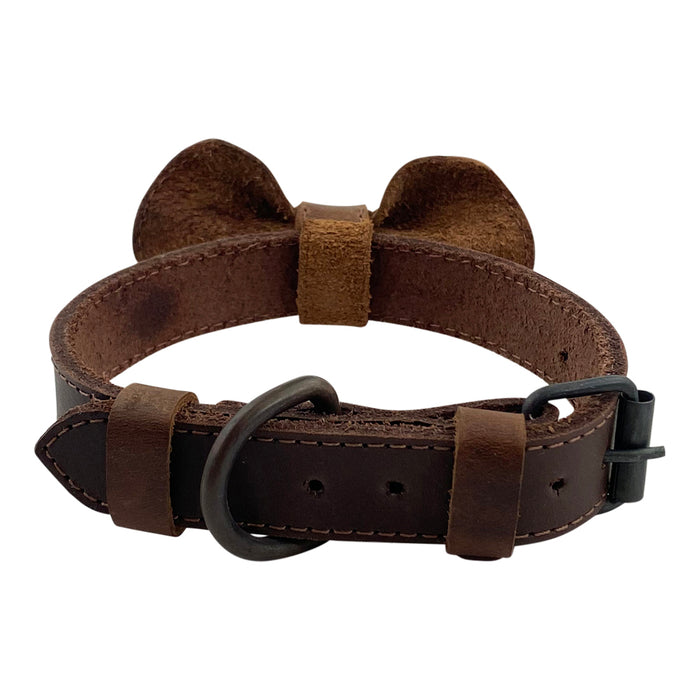 Leather Bow Tie Collar