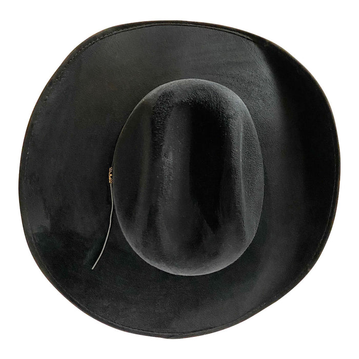 Wide Brim Cowboy Style Hat Handmade from 100% Oaxacan Suede - Burnt Black