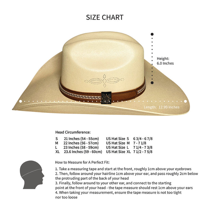Wide Brim Cowboy Hat Handmade from 100% Oaxacan Cotton - Light Brown