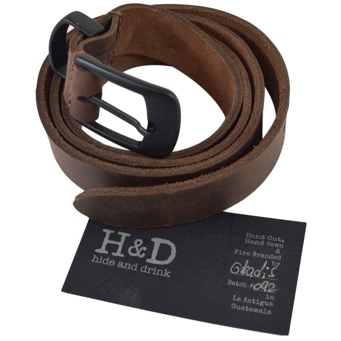 Rustic Leather Belt / Rustic Charcoal Buckle, 7/8" Wide