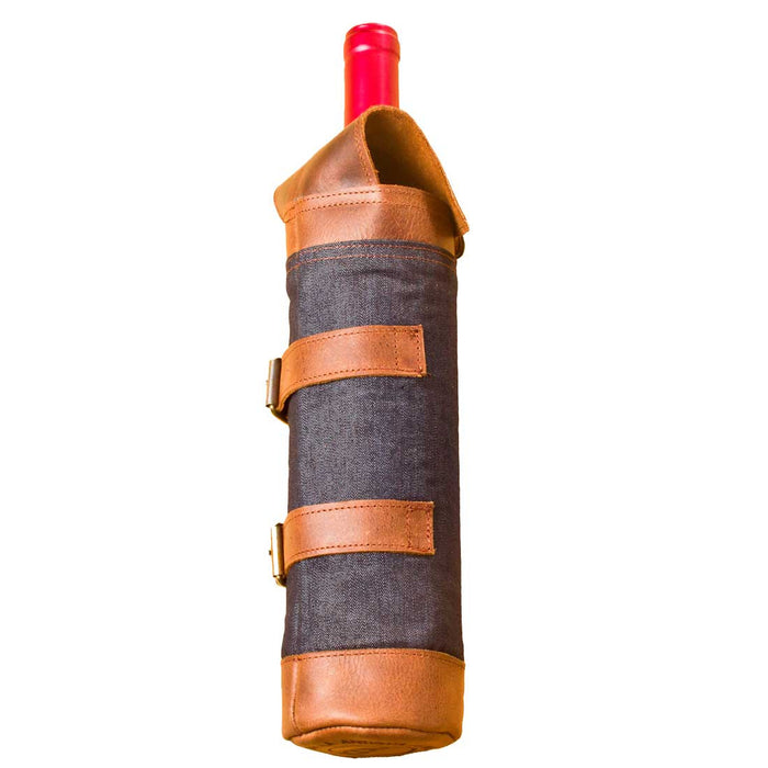 Bicycle Wine Caddy (Denim Wine Carrier) by Hide and Drink