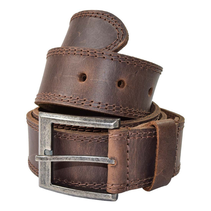 Two Row Stitch Thick Leather Belt