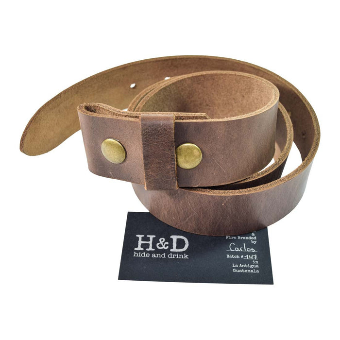 Rustic Thick Leather Snap On Belt