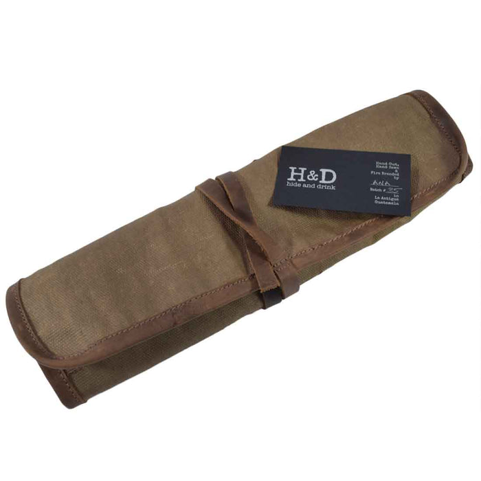 Hide & Drink, Waxed Canvas Artist Paint Brush Roll Up Bag Organizer Pouch Handmade (Charcoal Black)